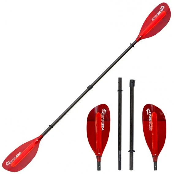 ExtaSea Pro-XL Carbon Vario Doppelpaddel | 220-240cm | 4-teilig | Red 3 ExtaSea Pro-XL Carbon Vario Doppelpaddel | 220-240cm | 4-teilig | Red